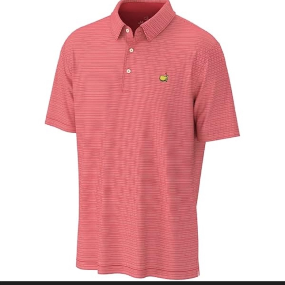 Masters Tech Men's Stripe Red Performance Golf Polo Shirt
